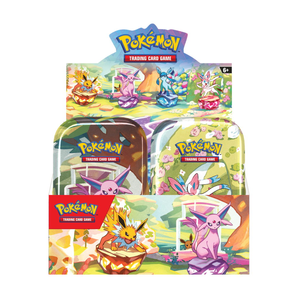 Pokémon Scarlet & Violet Prismatic Evolutions Mini Tin Display