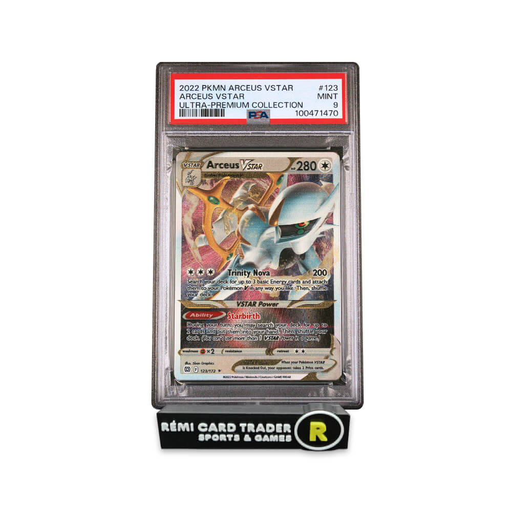 arceus v star pokemon card value POKÉMON 2022 Arceus VSTAR (ULTRA-PREMIUM COLLECTION-METAL) #123 PSA MI