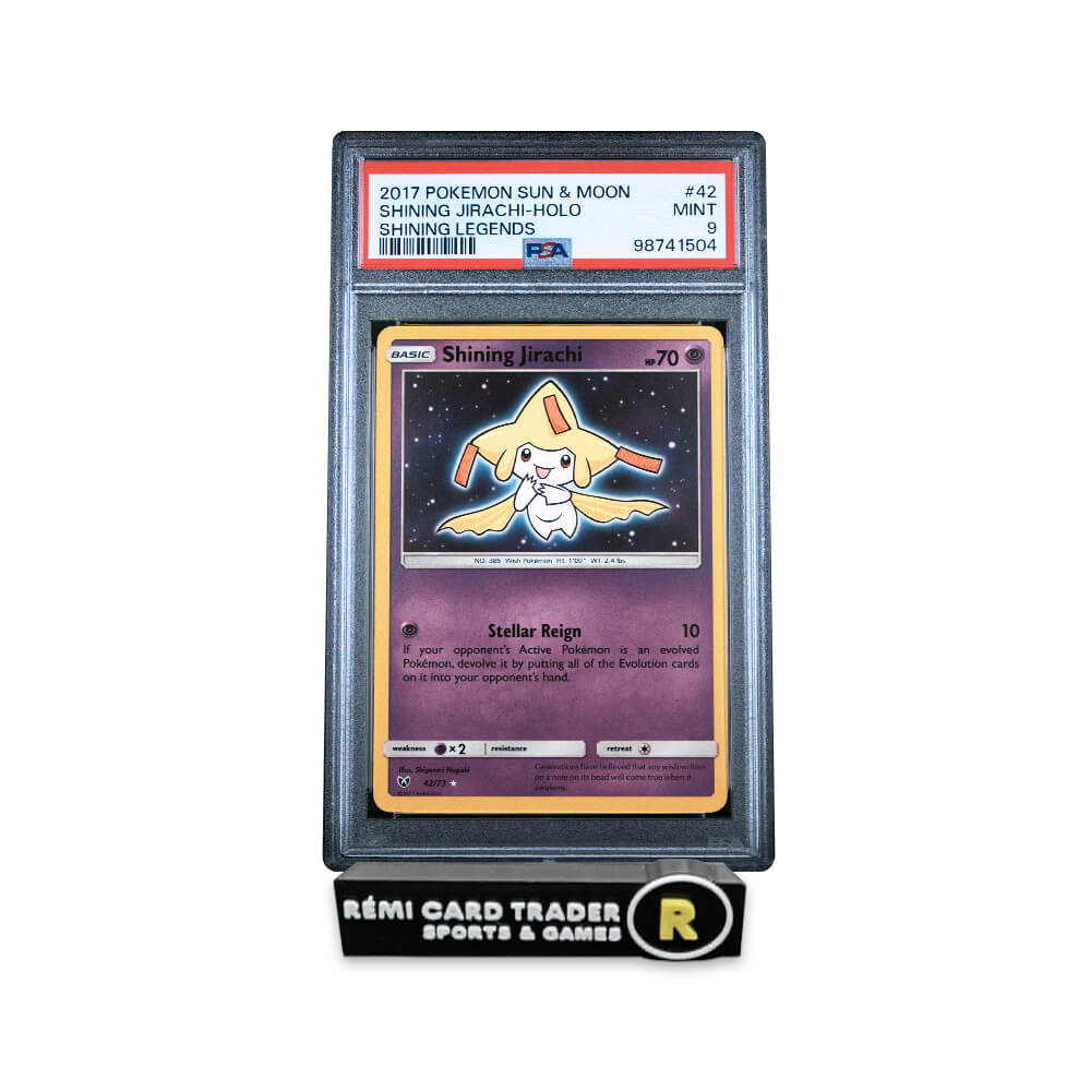 shining jirachi pokemon card POKÉMON 2017 (SUN & MOON SHINING LEGENDS) #42 PSA MINT lugia vstar Deck:Sworn To Darkness This Basic stage Pokémon What are Archenemy cards??