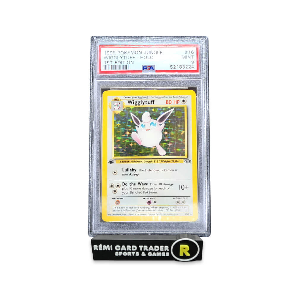 1999 wigglytuff pokemon card POKÉMON (JUNGLE 1ST EDITION) #16 PSA MINT 9 Captured in a crystal HP 90 Product:Booster Display Box (24 Packs) Costco is about to
