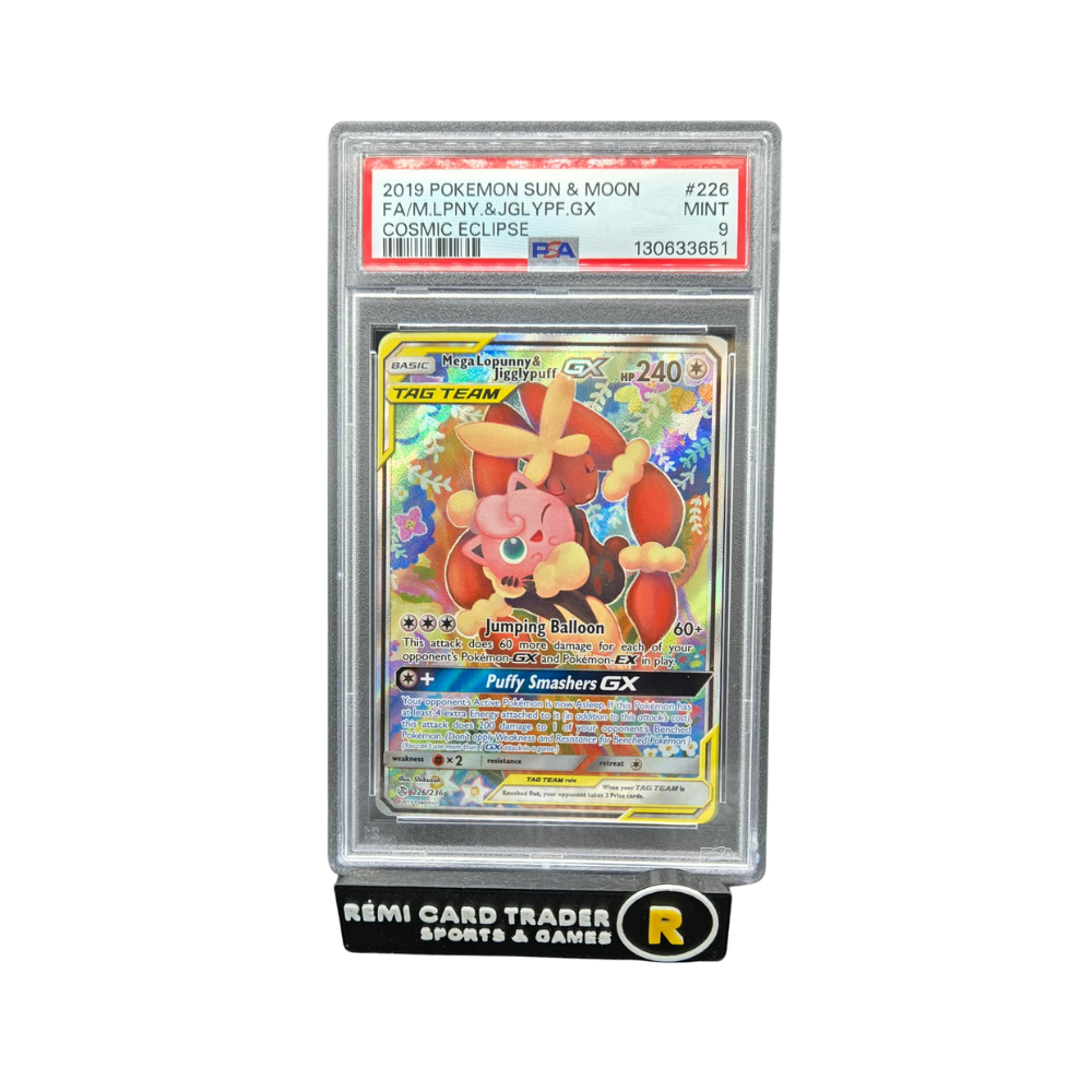 POKÉMON 2019 MEGA LOPUNNY & JIGGLYPUFF GX (COSMIC ECLIPSE) #226 PSA MI