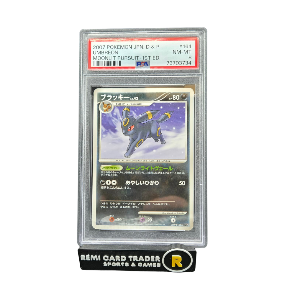 2007 umbreon pokemon card POKÉMON 2007 UMBREON (MOONLIT PURSUIT) JP 1ST ED #164 PSA NM-MT 8