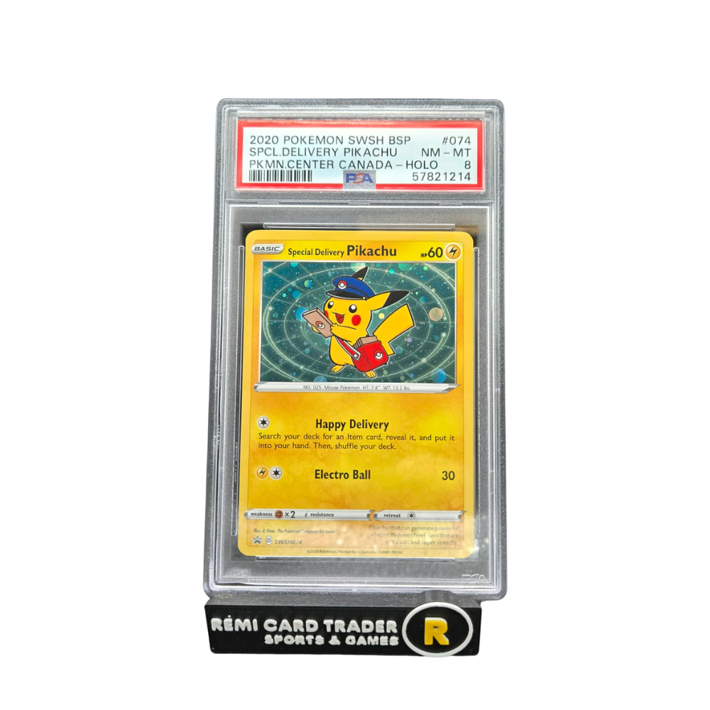 pokemon cards delivery today POKÉMON 2020 SPECIAL DELIVERY PIKACHU (SWORD AND SHIELD) #074 PSA NM-M
