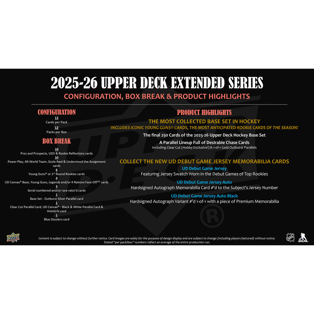 2025-26 Upper Deck Extended Series Hobby Box