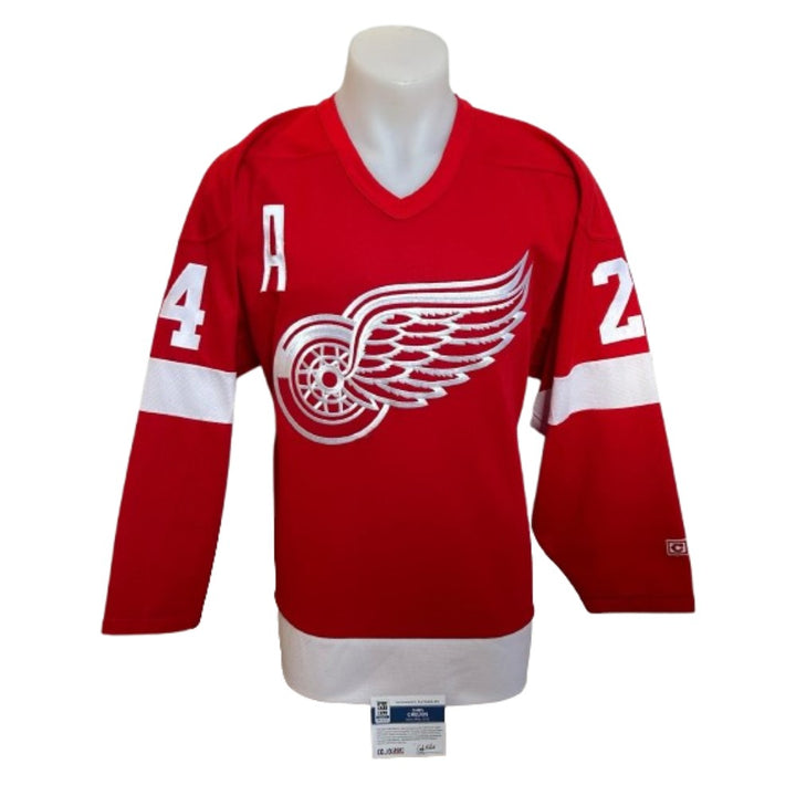 Chandail Officiel Autographié CCM - Chris Chelios vintage rouge avec inscription