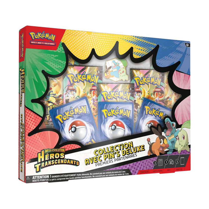 (French) Pokémon - Méga-Évolution - Héros Transcendants - Coffret Pin's Deluxe Premiers Partenaires