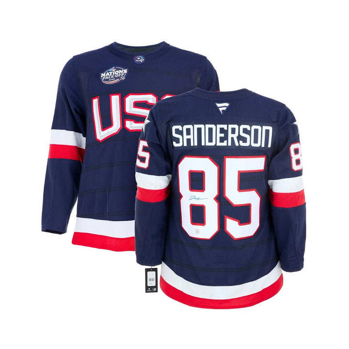 Chandail Officiel Autographié Fanatics Team USA - Jake Sanderson
