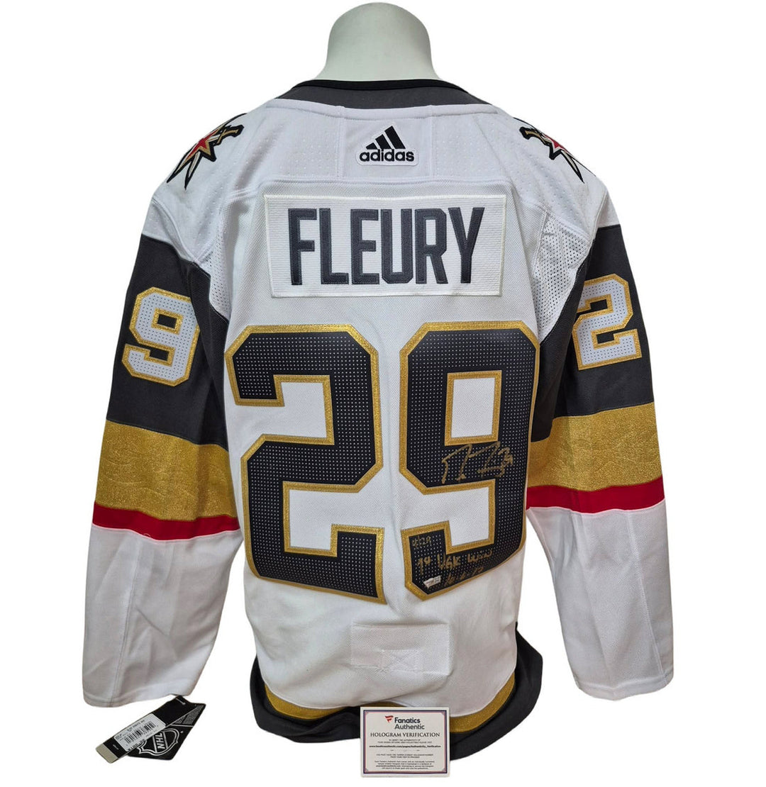 Chandail officiel Adidas signé - Marc-André Fleury away inscrit et LE/29 Fanatics coa