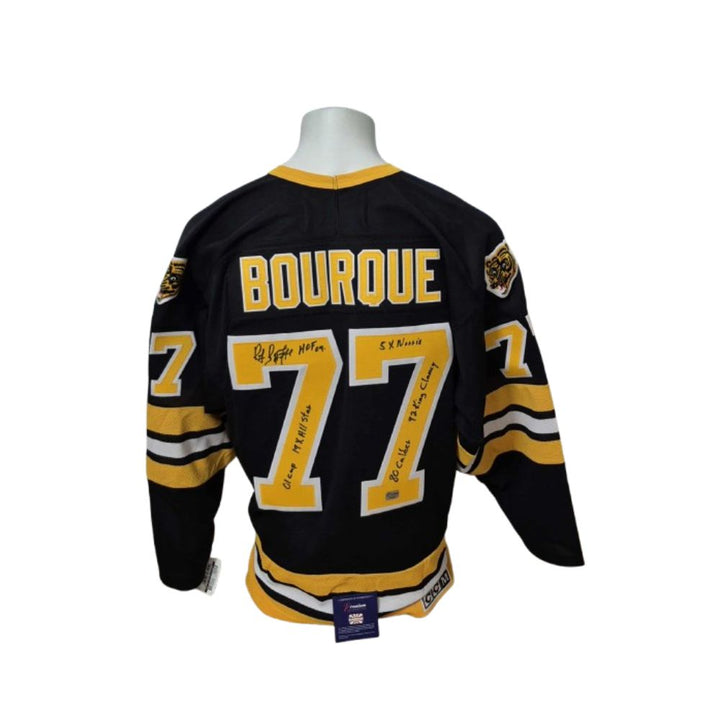 Chandail Officiel Autographié CCM - Raymond Bourque noir avec 6 inscriptions