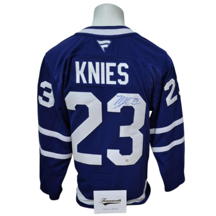 Chandail Officiel Autographié Fanatics Premium - Matthew Knies bleu