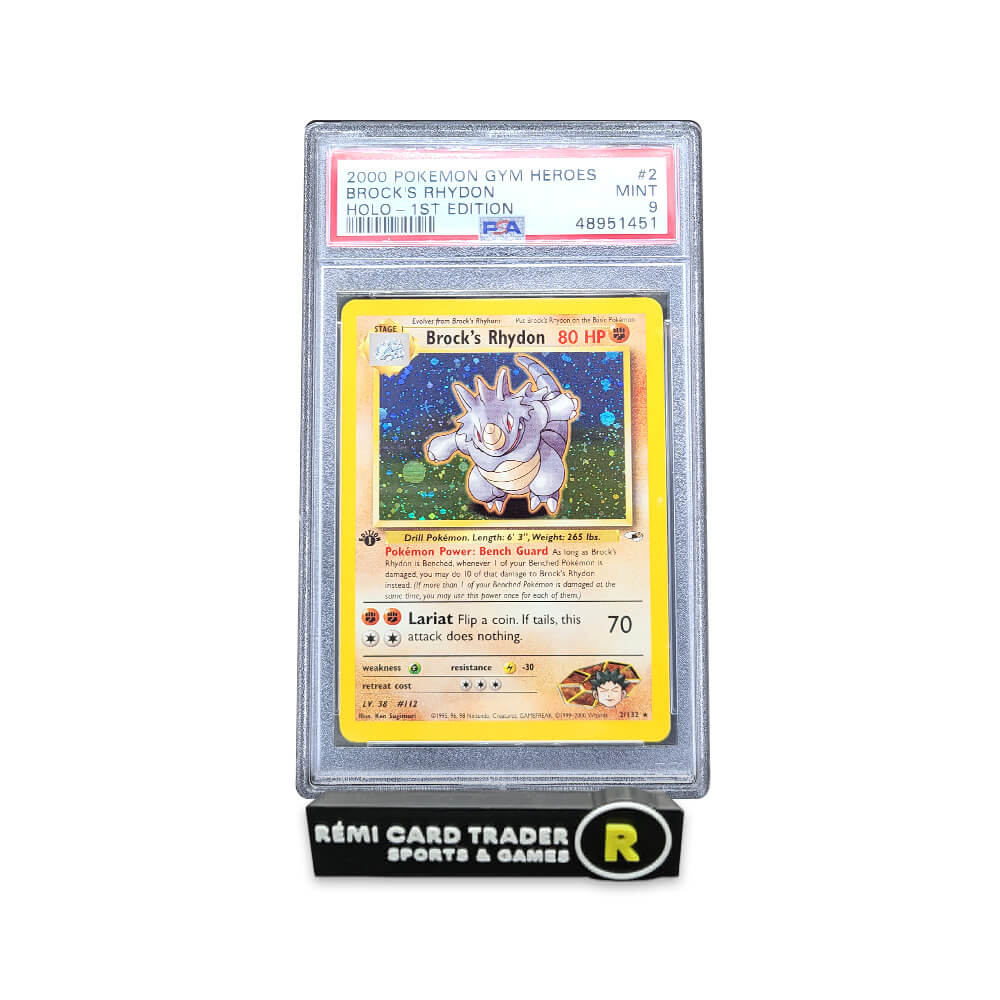 POKÉMON 2000 BROCK'S RHYDON (GYM HEROES 1ST EDITION) #2 PSA MINT 9