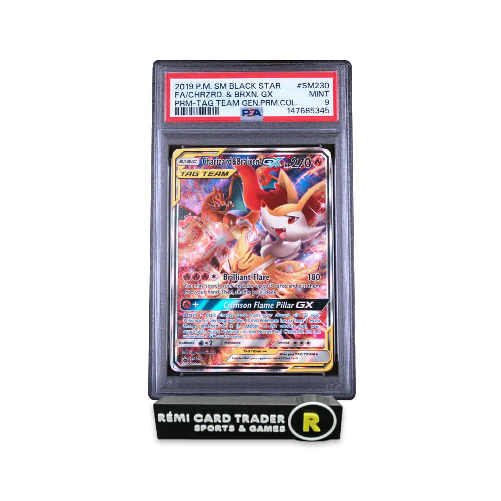 POKÉMON 2019 CHARIZARD & BRAIXEN GX (BLACK STAR PROMO) #GM230 PSA MINT 9