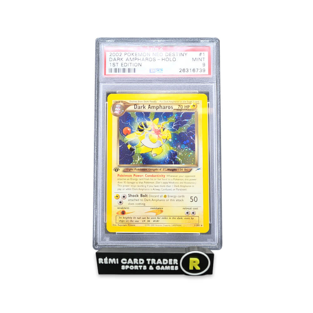 POKÉMON 2002 DARK AMPHAROS (NEO DESTINY 1ST EDITION) #1 PSA MINT 9