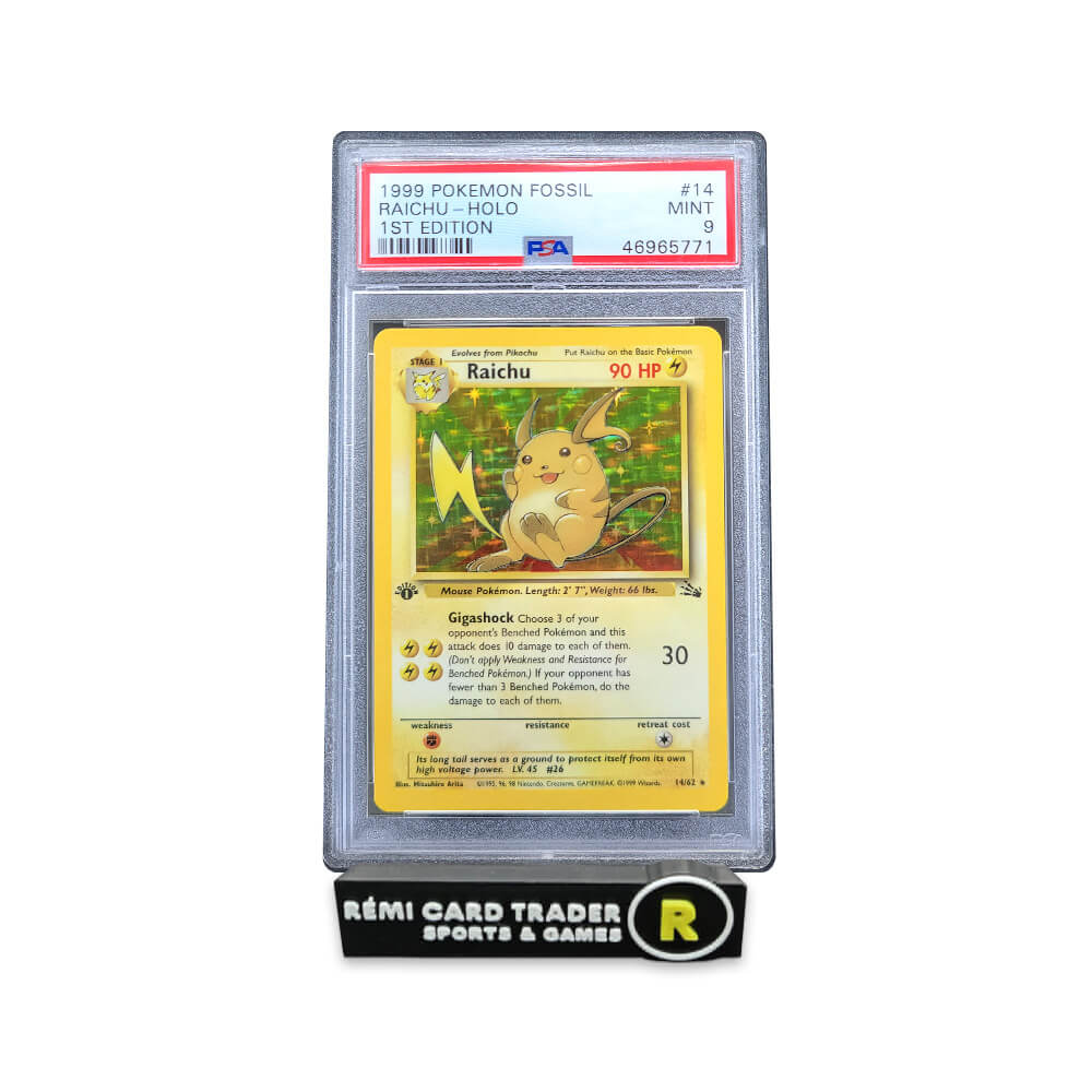 POKÉMON 1999 RAICHU (FOSSIL 1ST EDITION) #14 PSA MINT 9