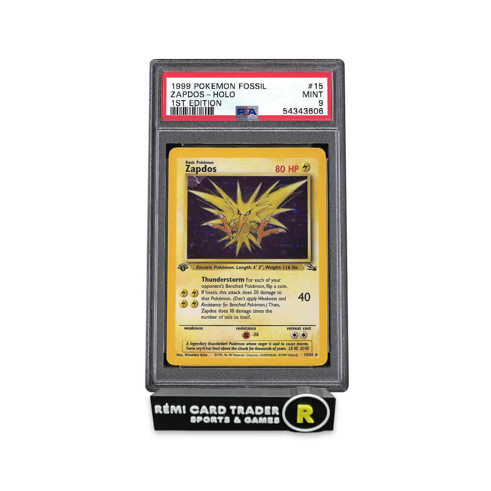 POKÉMON 1999 ZAPDOS (FOSSIL 1ST EDITION) #15 PSA MINT 9