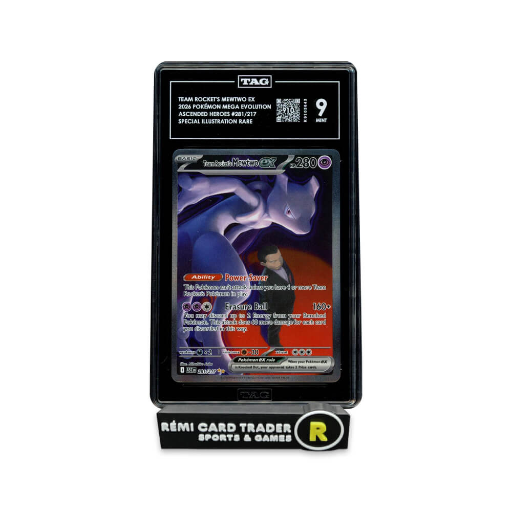 POKÉMON 2026 TEAM ROCKET'S MEWTWO EX (ASCENDED HEROES) #281 TAG MINT 9