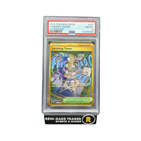 jamming tower pokemon card POKÉMON 2025 JAMMING TOWER (DESTINED RIVALS) #243 PSA NM-MT 8