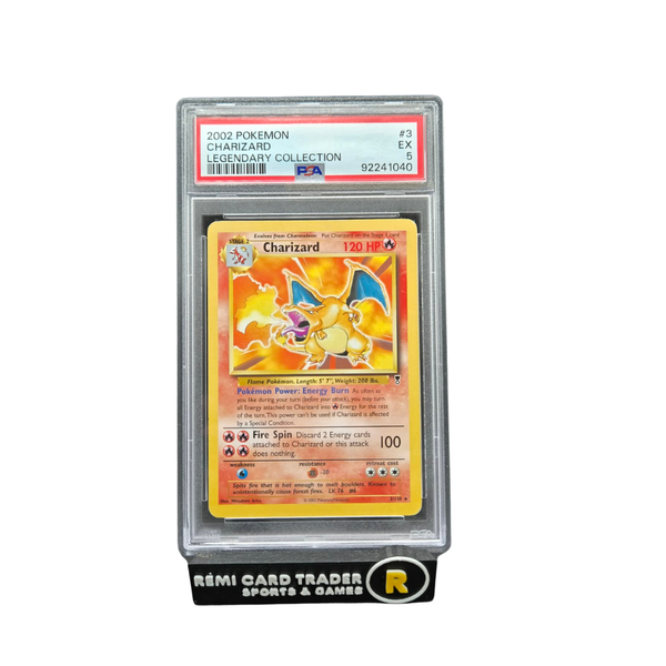 charizard 2002 pokemon card POKÉMON 2002 CHARIZARD (LEGENDARY COLLECTION-DECK EXCLUSIVE) #3 PSA EX