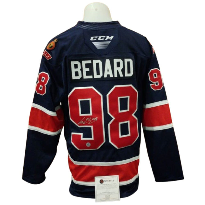 Chandail Officiel Autographié CCM Replica - Connor Bedard bleu