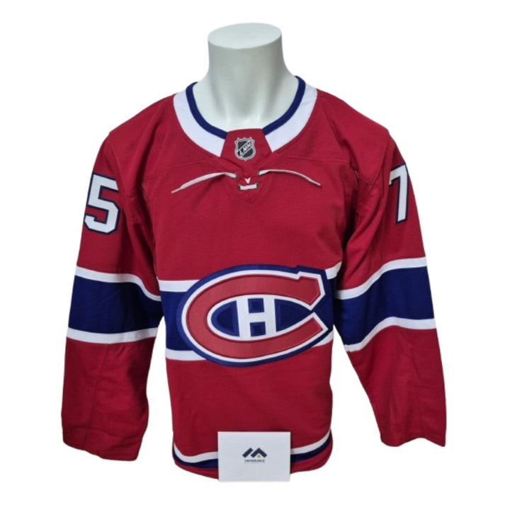 Chandail Officiel Autographié Fanatics Premium - David Reinbacher rouge avec inscription