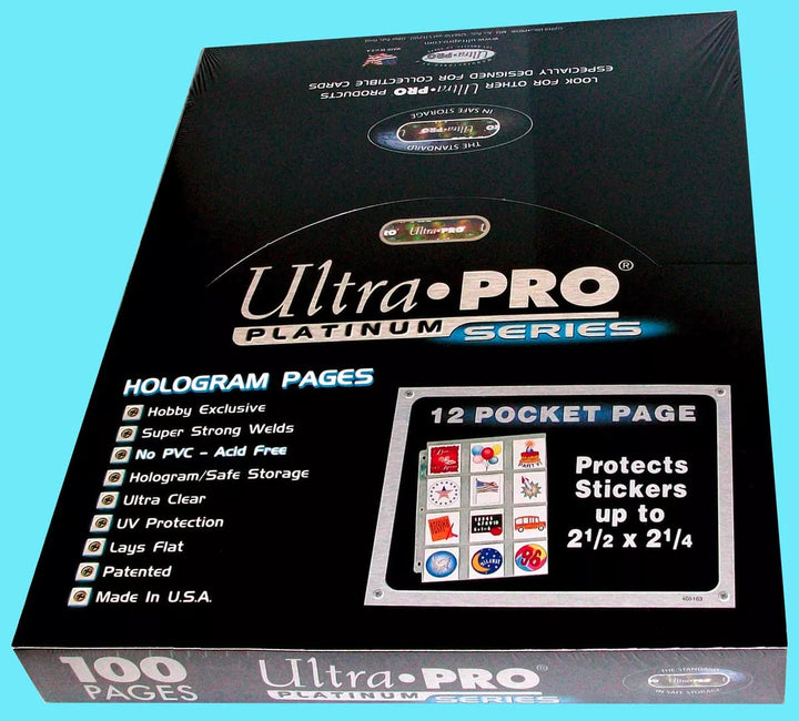 Ultra Pro Platinum Sticker Page 12 Pochettes 2.25x2.5 (Paquet de 100)