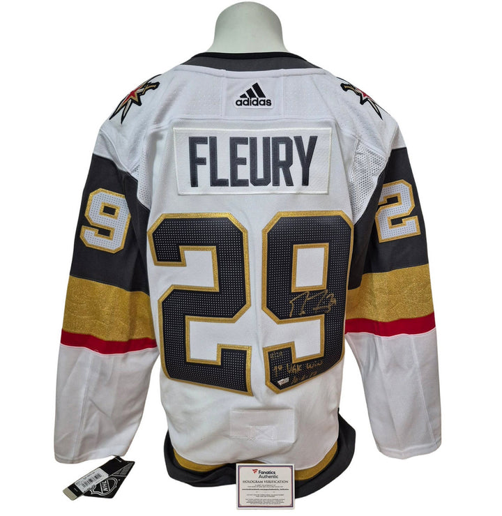 Chandail officiel Adidas signé - Marc-André Fleury away inscrit et LE/29 Fanatics coa