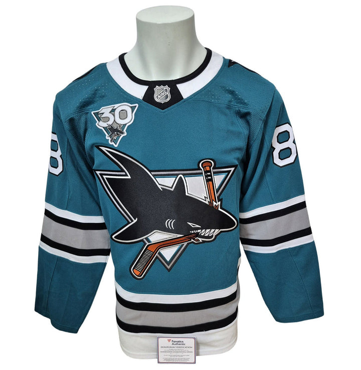 Chandail officiel Adidas signé - Brent Burns 30e saison anniversaire version alternative Fanatics coa