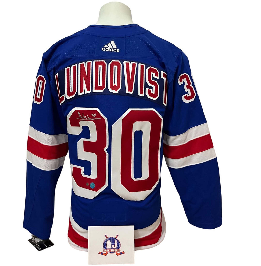 Chandail officiel Adidas signé - Henrik Lundqvist domicile AJS coa