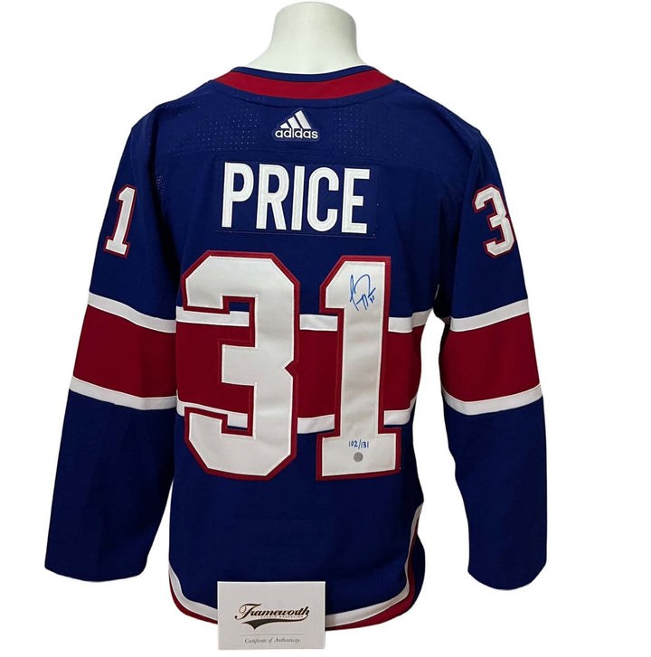 Chandail officiel Adidas signé - Carey Price RR 1.0 et LE/131 Frameworth coa