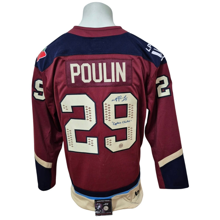 Official signed Bauer jersey - Marie-Philippe Poulin domicilewith inscription "capitaine clutch" Premium Autograph coa