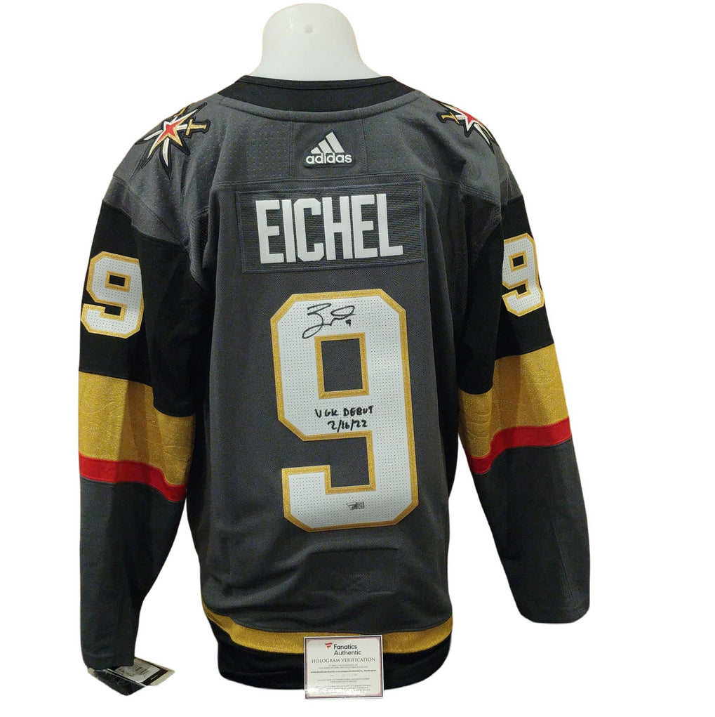 Chandail officiel Adidas signé - Jack Eichel gris inscrit Fanatics coa